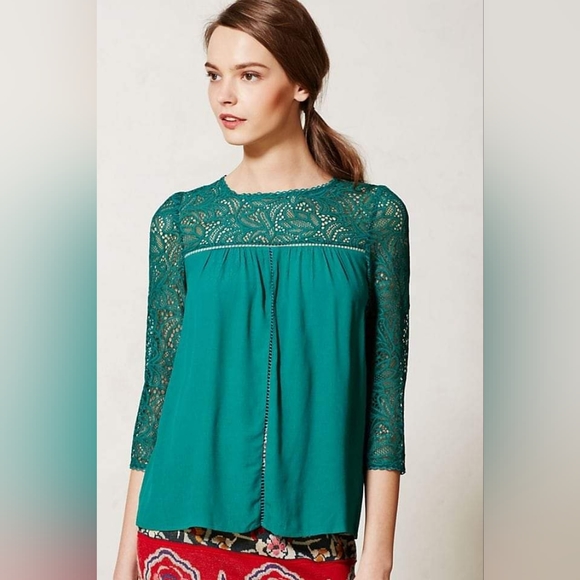 Anthropologie Moulinette Soeurs Lace Cloaked Blouse - Picture 2 of 6